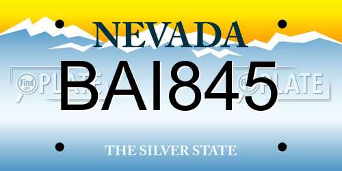 BAI845 Nevada License Plate