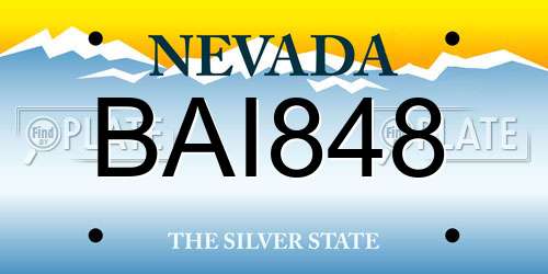 BAI848 Nevada License Plate