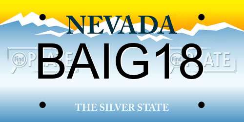 BAIG18 Nevada License Plate