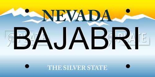 BAJABRI Nevada License Plate