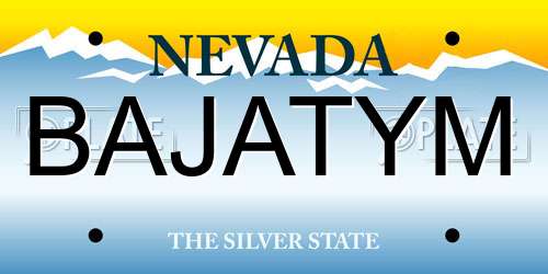 BAJATYM Nevada License Plate
