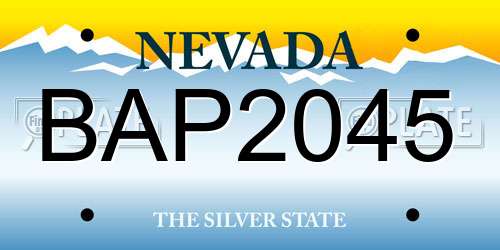BAP2045 Nevada License Plate