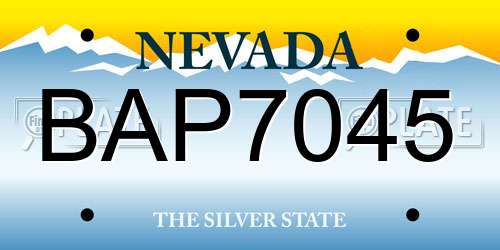 BAP7045 Nevada License Plate