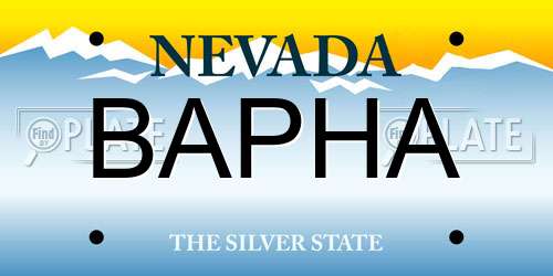 BAPHA Nevada License Plate