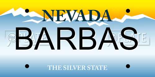 BARBAS Nevada License Plate