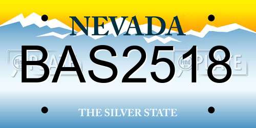 BAS2518 Nevada License Plate
