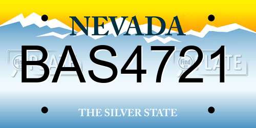 BAS4721 Nevada License Plate