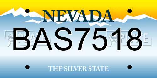 BAS7518 Nevada License Plate