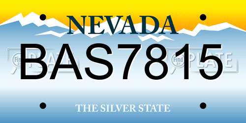 BAS7815 Nevada License Plate