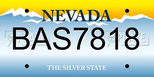 BAS7818 Nevada License Plate