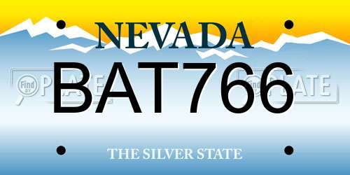 BAT766 Nevada License Plate