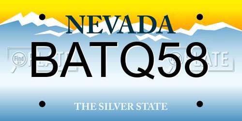 BATQ58 Nevada License Plate