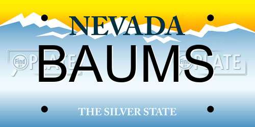 BAUMS Nevada License Plate