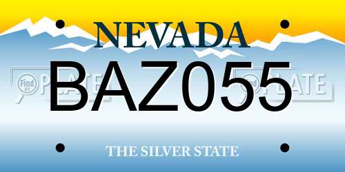 BAZ055 Nevada License Plate