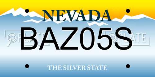 BAZ05S Nevada License Plate