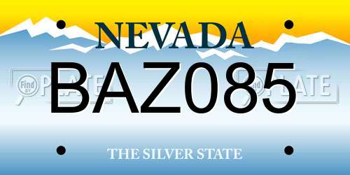 BAZ085 Nevada License Plate