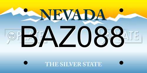 BAZ088 Nevada License Plate
