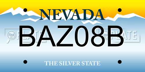 BAZ08B Nevada License Plate