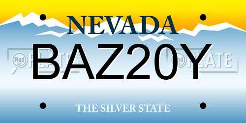 BAZ20Y Nevada License Plate