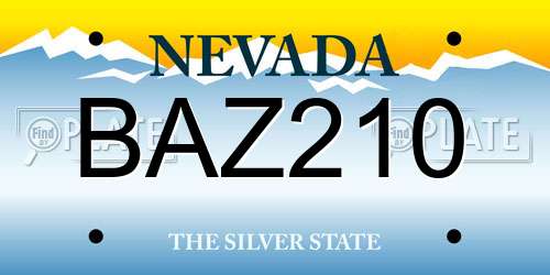 BAZ210 Nevada License Plate