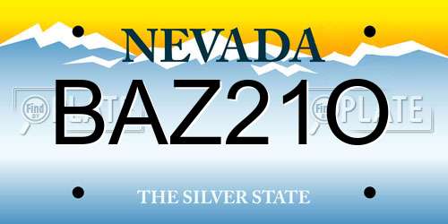 BAZ21O Nevada License Plate