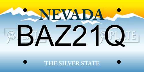 BAZ21Q Nevada License Plate