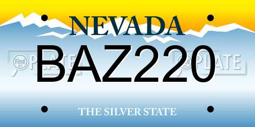 BAZ220 Nevada License Plate