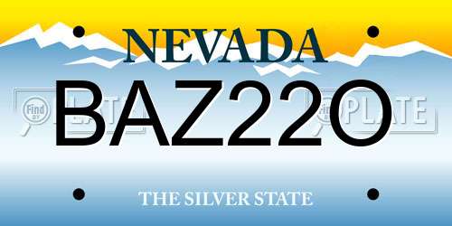 BAZ22O Nevada License Plate