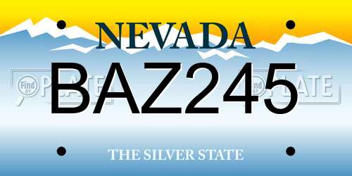 BAZ245 Nevada License Plate