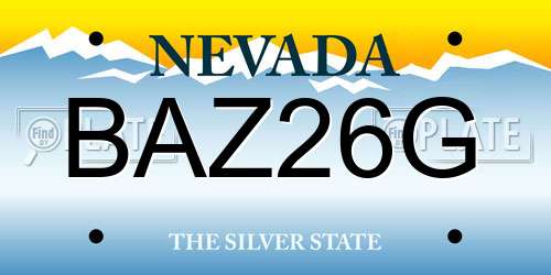 BAZ26G Nevada License Plate