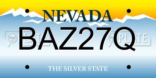BAZ27Q Nevada License Plate