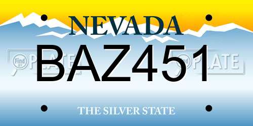 BAZ451 Nevada License Plate