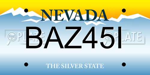 BAZ45I Nevada License Plate