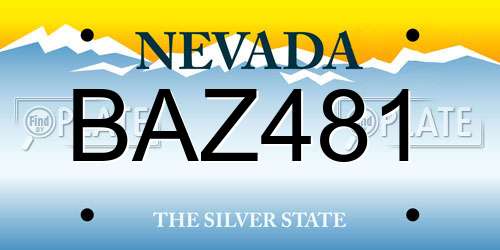 BAZ481 Nevada License Plate