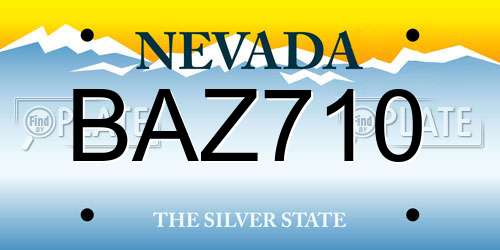 BAZ710 Nevada License Plate
