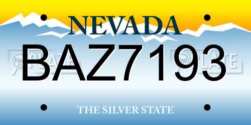 BAZ7193 Nevada License Plate