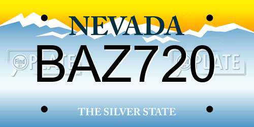 BAZ720 Nevada License Plate