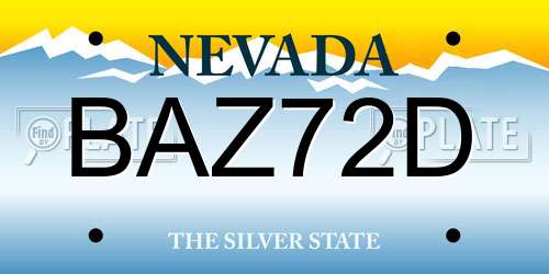 BAZ72D Nevada License Plate