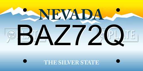 BAZ72Q Nevada License Plate