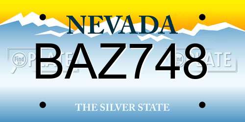 BAZ748 Nevada License Plate