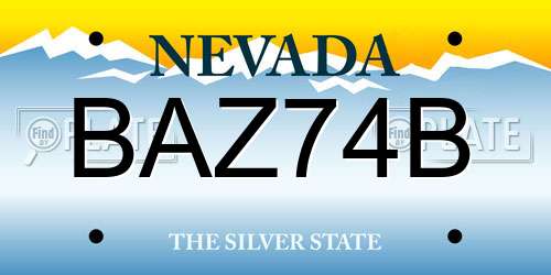 BAZ74B Nevada License Plate