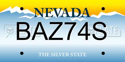 BAZ74S Nevada License Plate