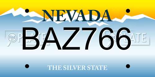 BAZ766 Nevada License Plate