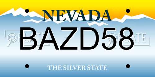 BAZD58 Nevada License Plate