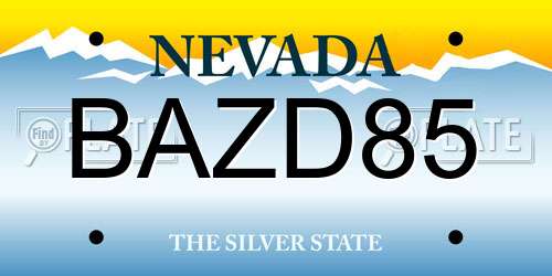BAZD85 Nevada License Plate