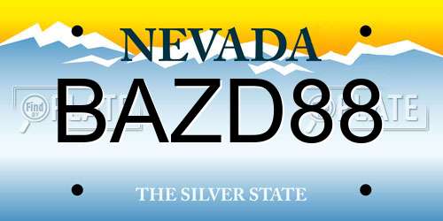 BAZD88 Nevada License Plate