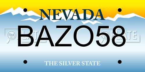 BAZO58 Nevada License Plate