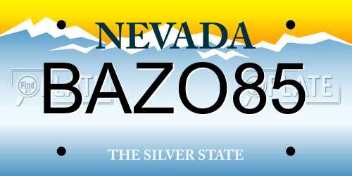 BAZO85 Nevada License Plate