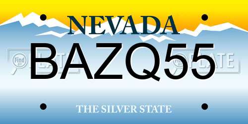 BAZQ55 Nevada License Plate