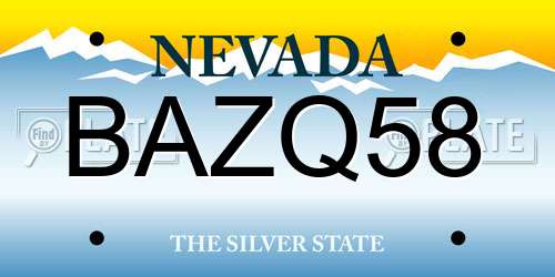 BAZQ58 Nevada License Plate